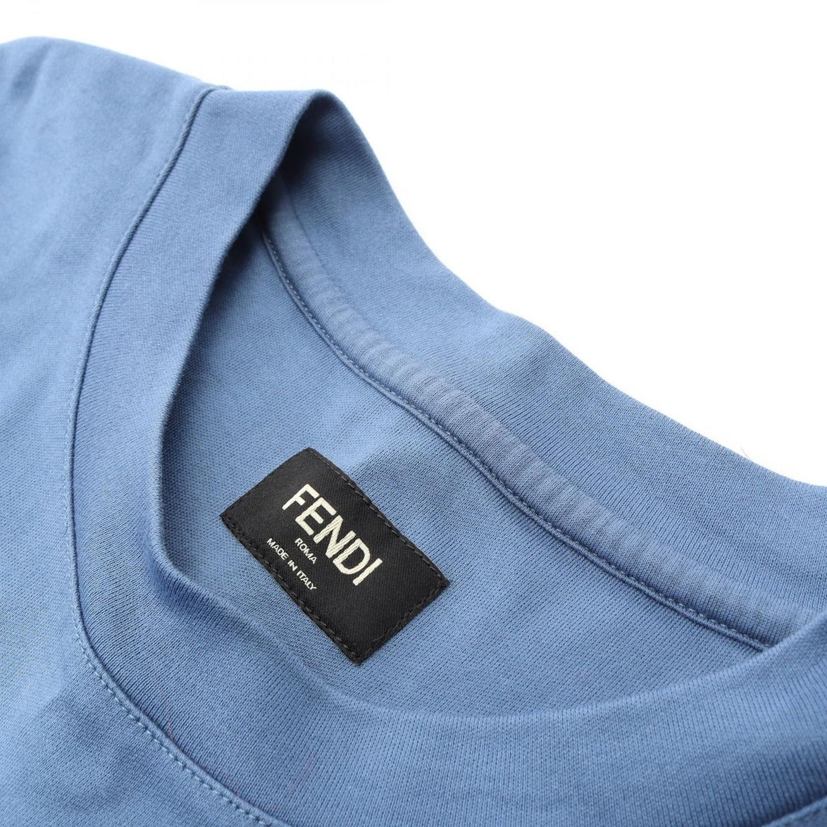 Fendi Short Sleeve T-Shirt Logo Blue Cotton — view 6