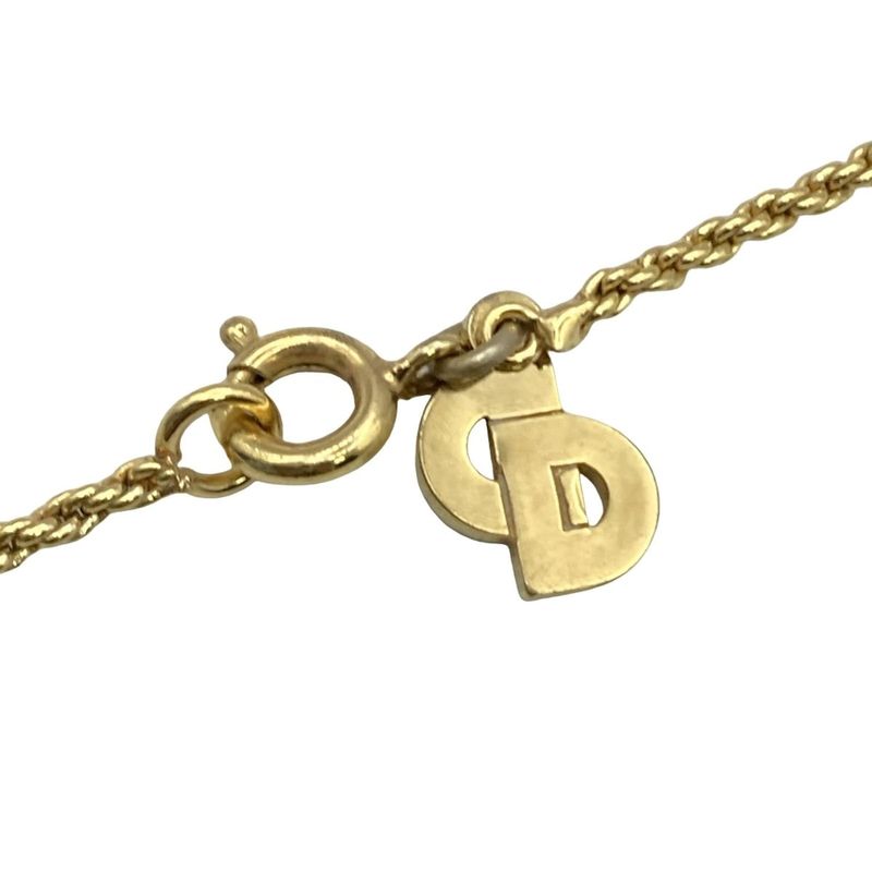 Dior/christian Dior Necklace - Gold Clear And Black CD Motif / Vintage