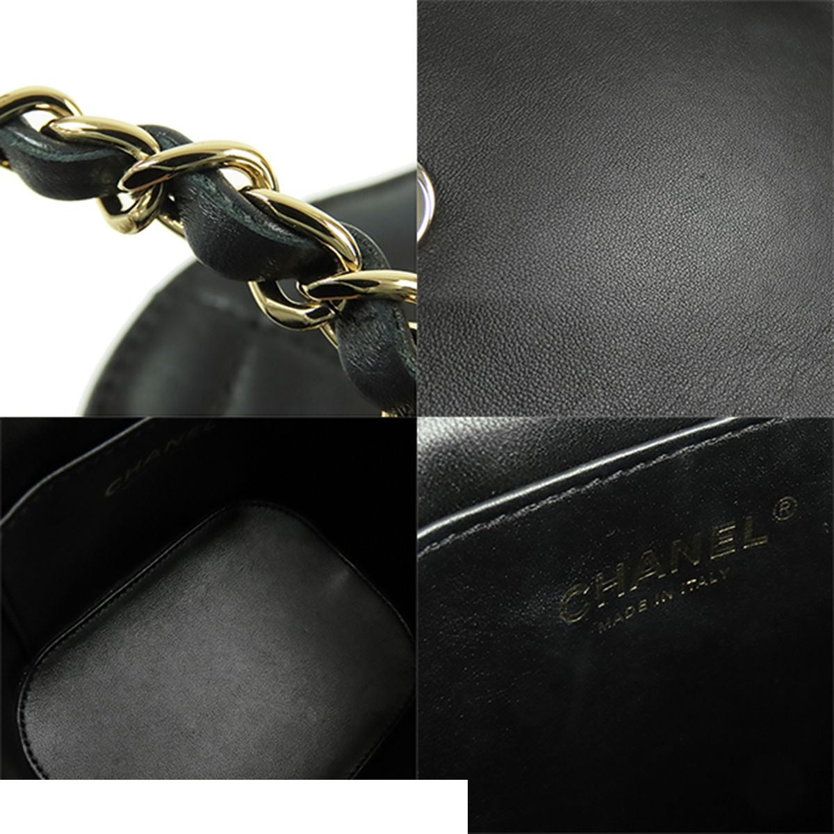 Chanel Vanity Black Gold Lambskin Quilted CC Logo 2-Way Chain Shoulder Bag — view 8