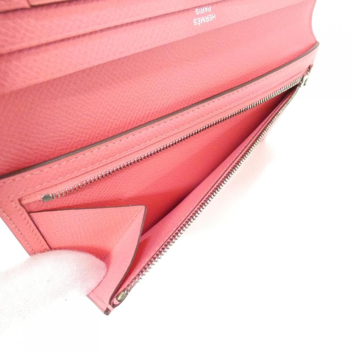 Hermes Bearn Souffle Wallet Rose Azalee — view 6