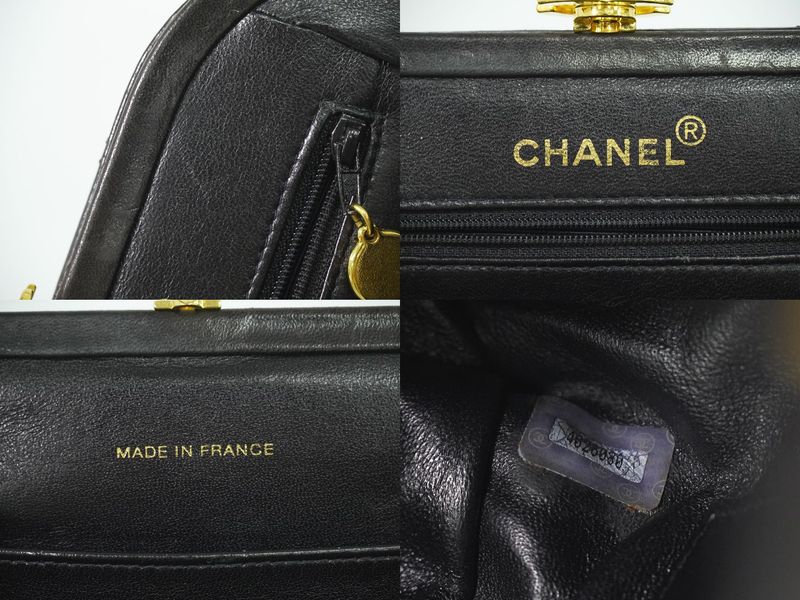 Authentic Chanel Coco Mark Matelasse Chain Shoulder Bag Pochette Lambskin