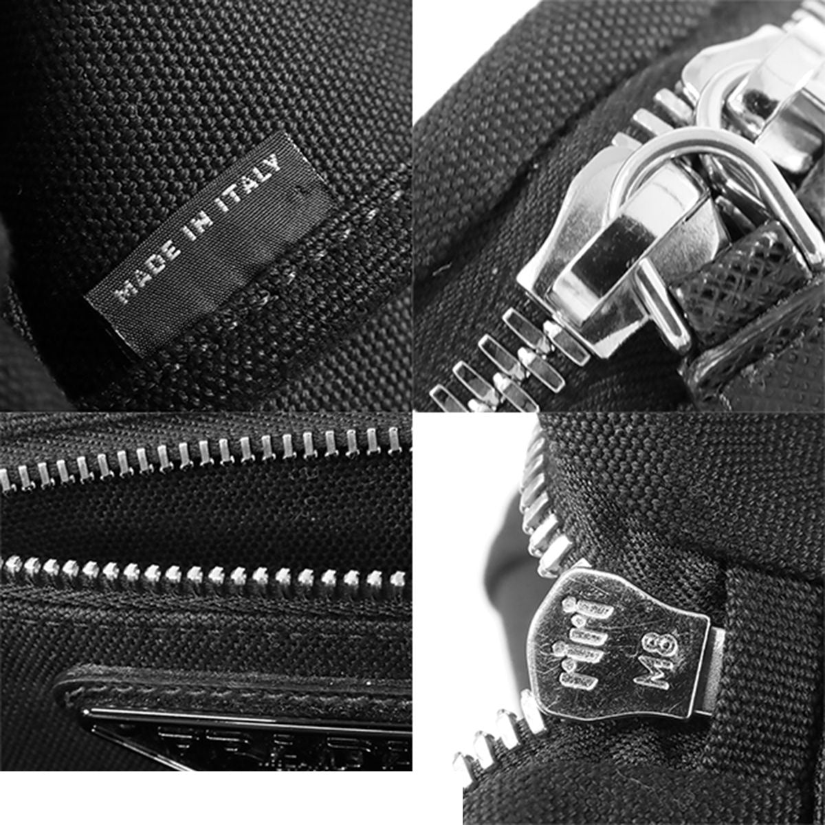 Prada Hobo Embossed Logo Black Canvas Canapa Shoulder Bag — view 8