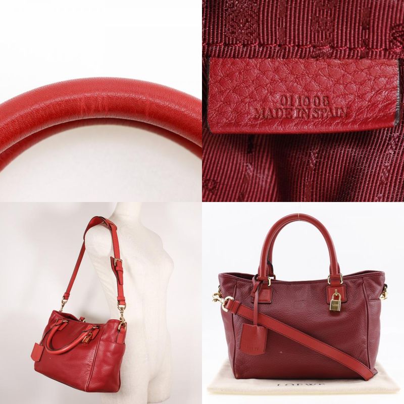 Loewe 2WAY Shoulder PIEL Vacuna Cowhide 318.32c86 Leather Red Ladies Handbag