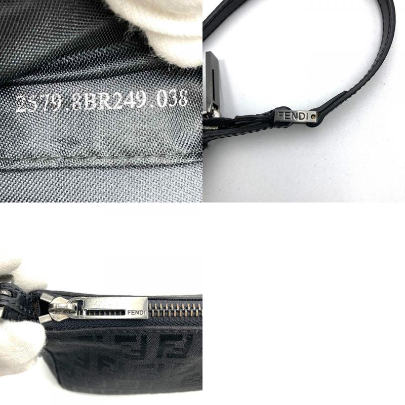 Fendi 8br249 Zucchino Accessory Pouch Mini Bag Canvas Leather Black Women