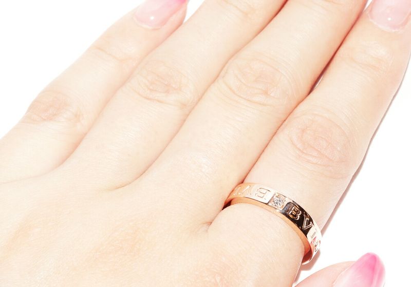 Bulgari Ring 18K Pink Gold Diamond 1p(004ct) Bzero1 Ring Bulgari Double Logo