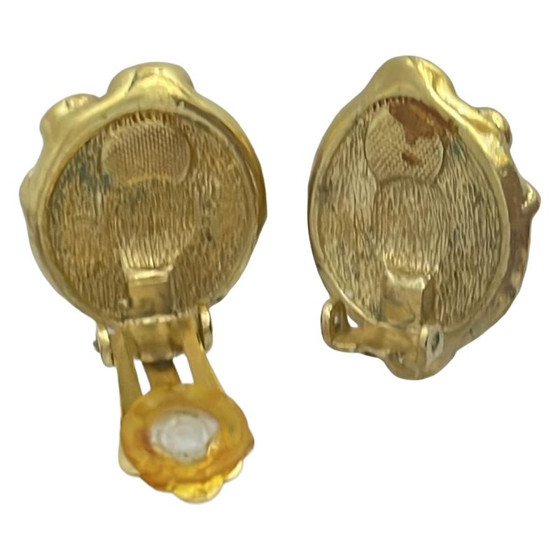 Dior/christian Dior Earrings - Gold And White