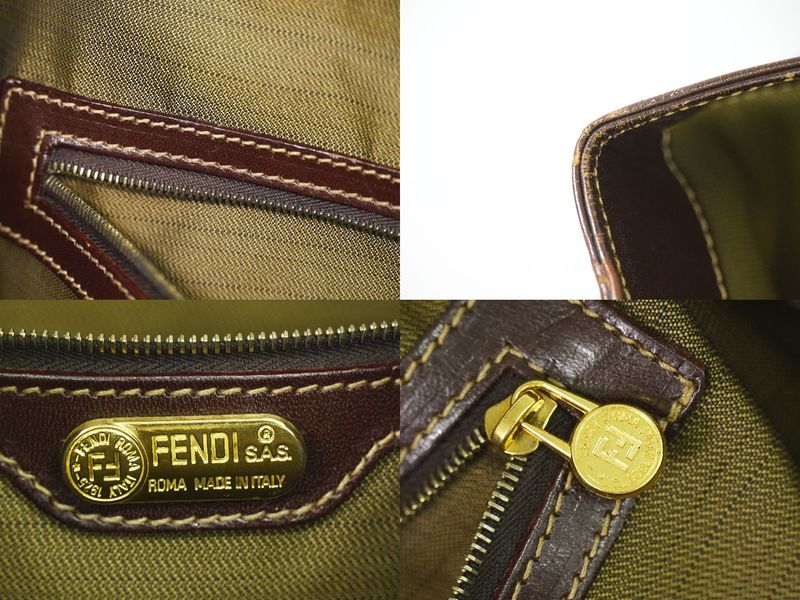 Authentic Fendi Zucca 2WAY Shoulder Bag Handbag Pochette Canvas Brown 15096