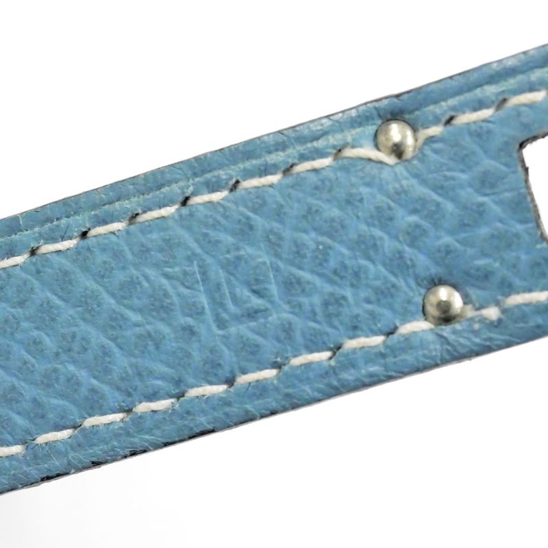Hermes Kelly Wallet Compact Tri-fold Wallet Blue Jean Silver Hardware