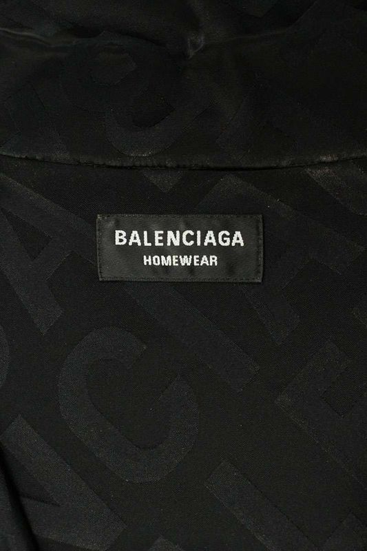 Balenciaga 681812 Tlo58 Jacquard Logo All Over Satin Long Sleeve Shirt Men's 40