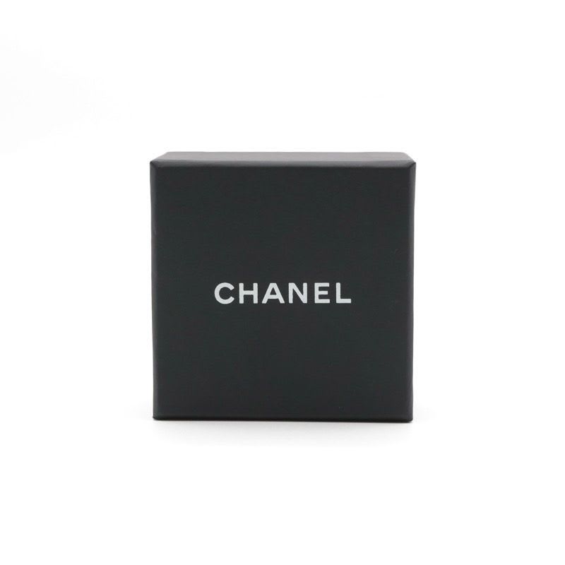 Chanel Earrings Silver Black Coco Mark Rhinestone