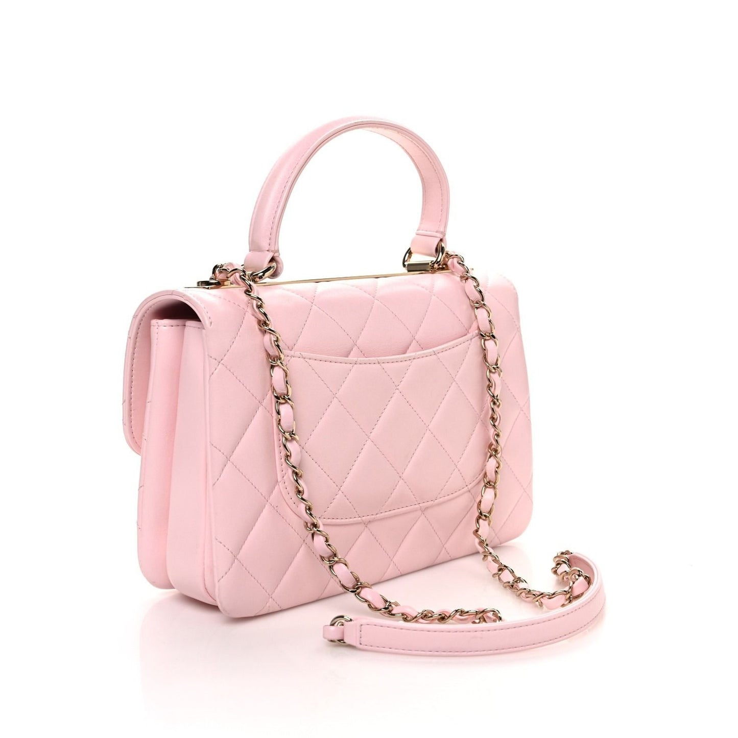 CHANEL Trendy Lambskin Quilted Small CC Dual Handle Flap Bag Pink Tote
