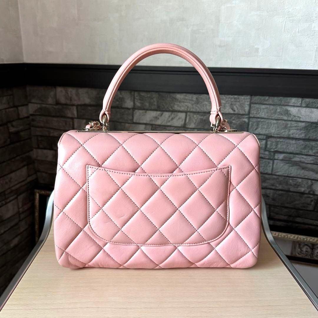 CHANEL Trendy Lambskin Quilted Small CC Dual Handle Flap Bag Pink Tote