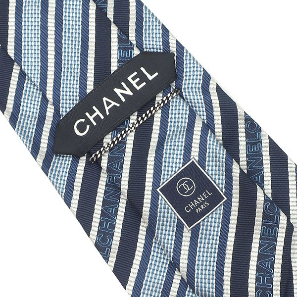 Chanel Necktie Chanel Logo 10cm (3.94in) Silk Navy Blue Navy Blue Diagonal