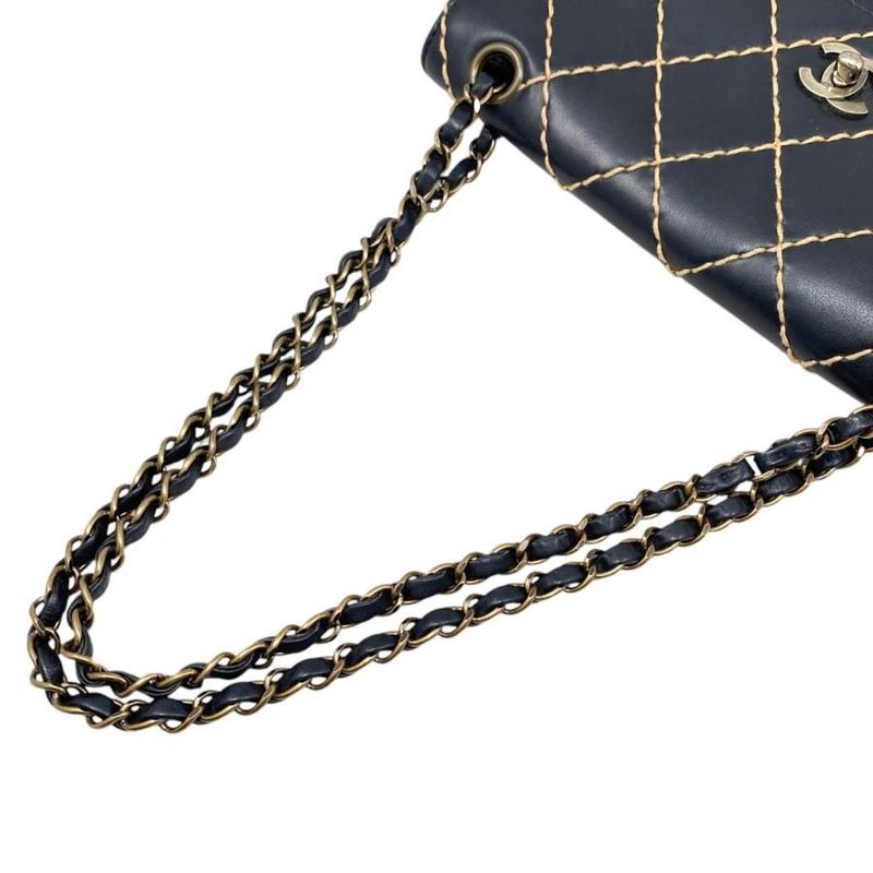 Chanel Shoulder Bag Wildstitch Line 14687 Matelasse Coco Mark Calf Leather