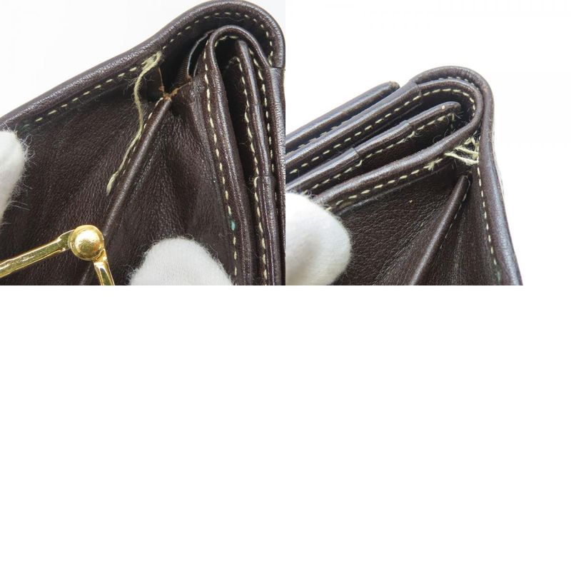 Loewe Trifold Wallet Suede Leather Khaki Brown Gold Hardware Anagram Clasp