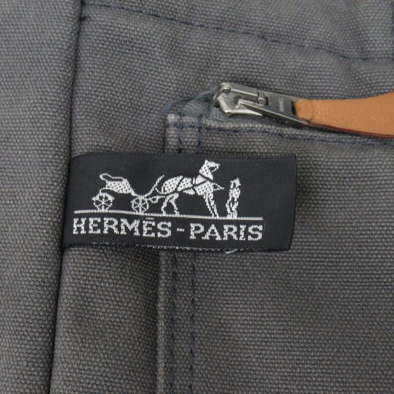 Hermes Bag Fourre Tout PM Canvas Tote Hand Bag Gray Men Women Used