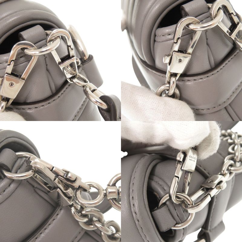 Gucci Horsebit 764339 Leather Gray Shoulder Bag 1515 Gucci