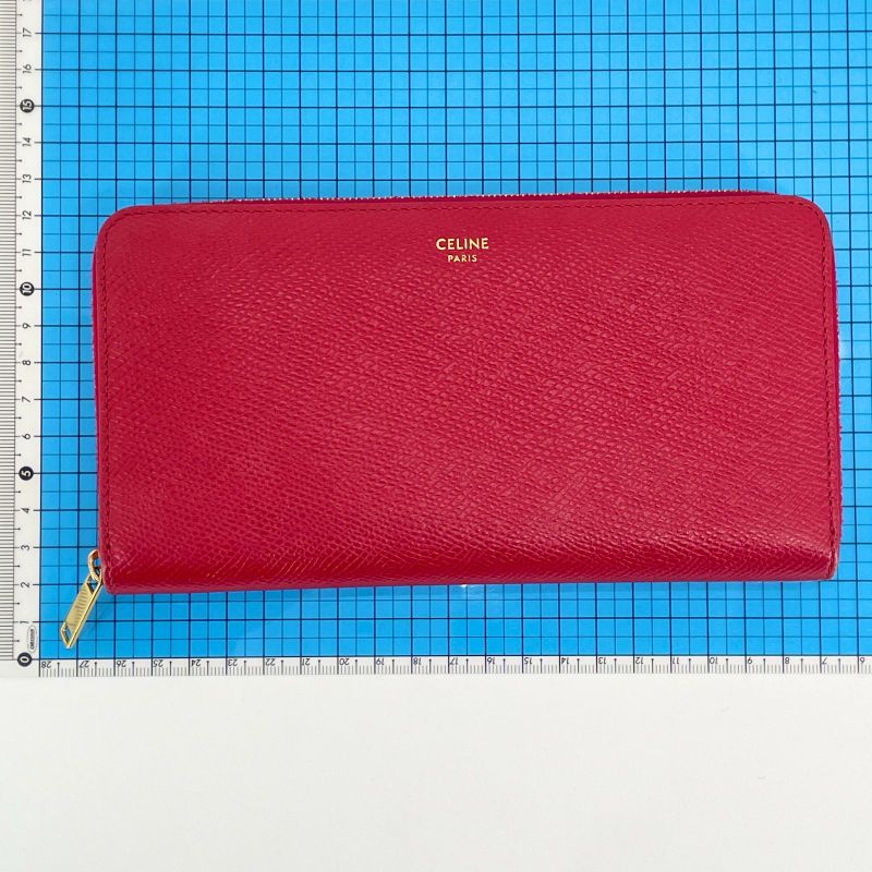 Celine Round Zipper Leather Zipped Wallet Long Wallet 24-2201l