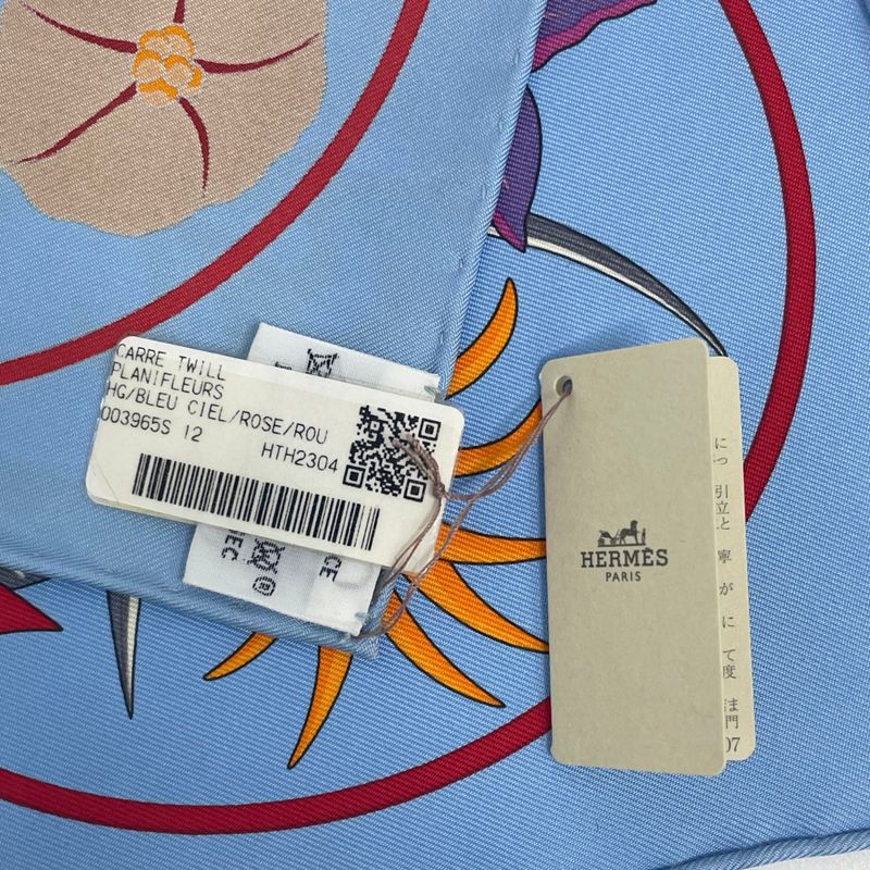 Hermes Scarf 2023 Carre 90 Planifleurs Silk Blue With Box