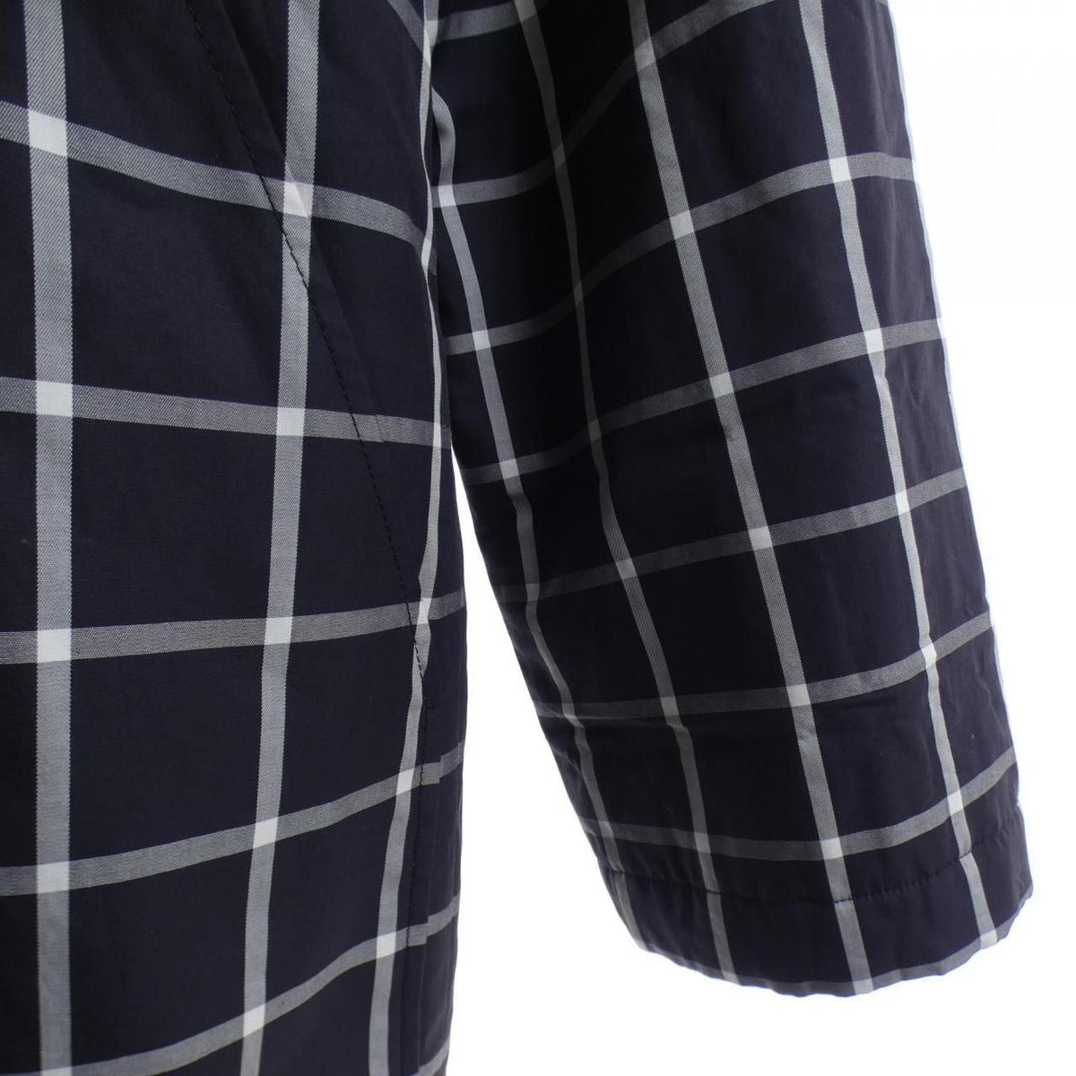 Hermes Button Coat Navy Gray White Check — view 7