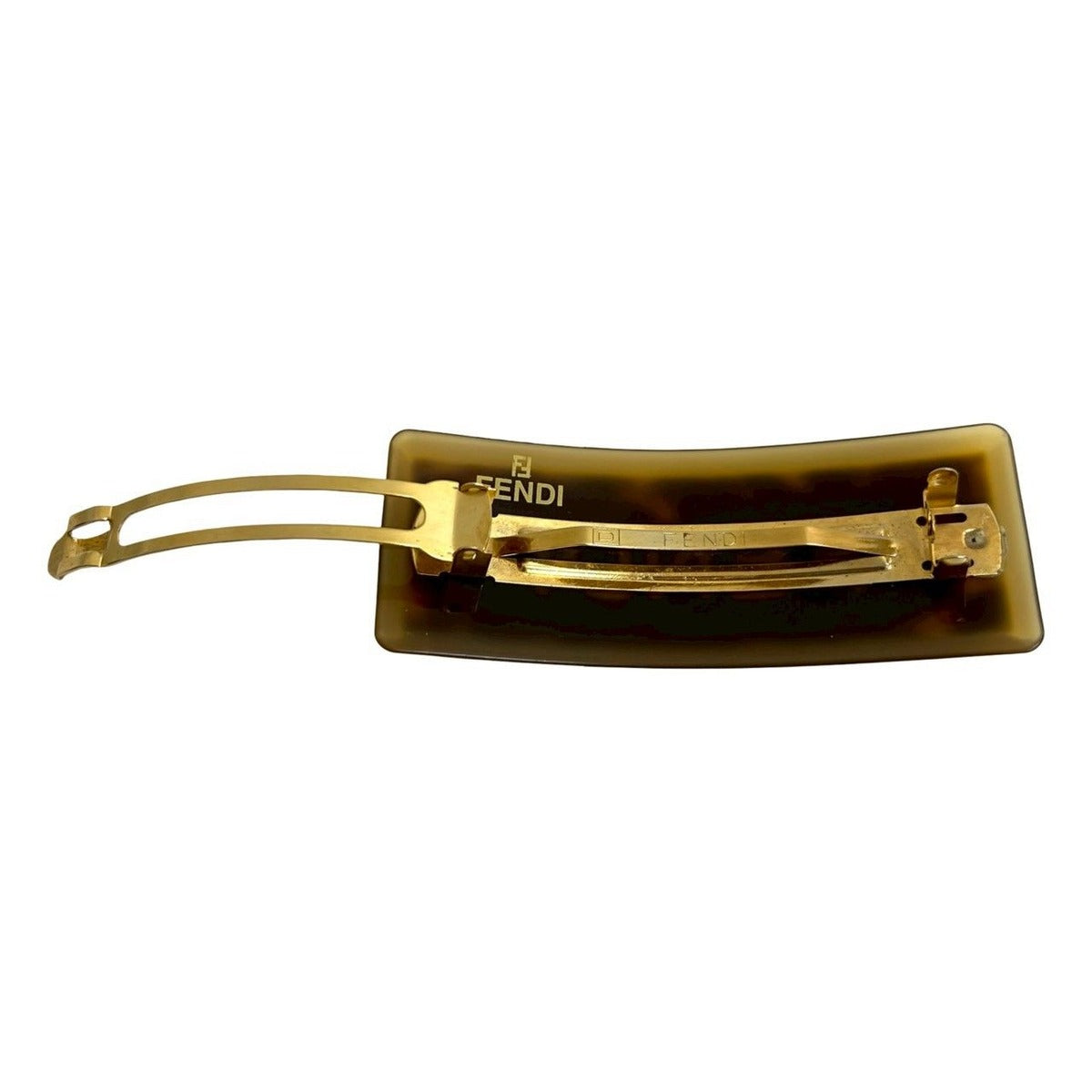 Fendi Logo Tortoiseshell Barrette Hairpin Hair Brown — view 6
