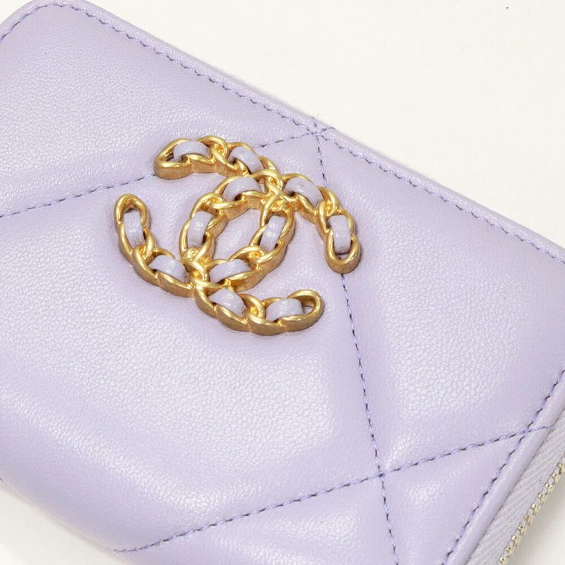 Chanel Coin Case Chanel 19 Zip Coin Purse Lambskin Lavender Antique Gold