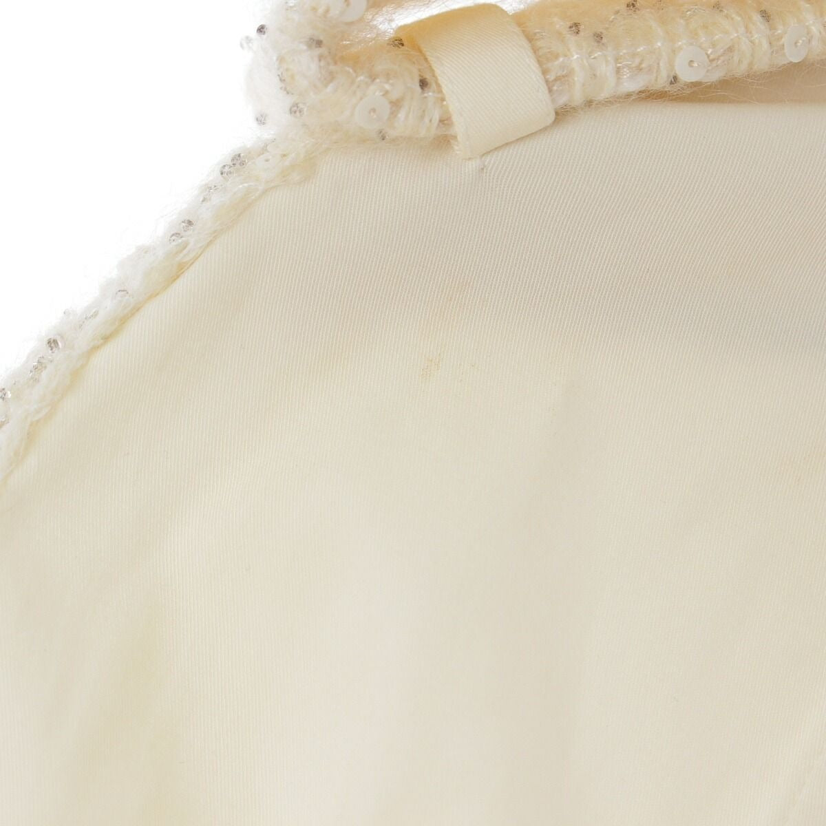 CHANEL 04P Pearl Double Button Tweed Trench Coat White Cream 38 Outerwear