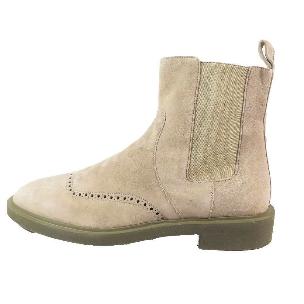 Hermes Suede Vovelore Leather Side Gore Boots Chelsea Short Shoes Beige 44