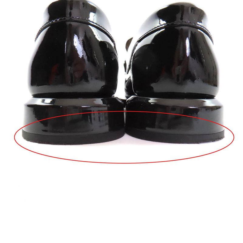 CHANEL 22B G39447 F Patent Leather Loafer With Pearl Coco Mark Black 34.5 With