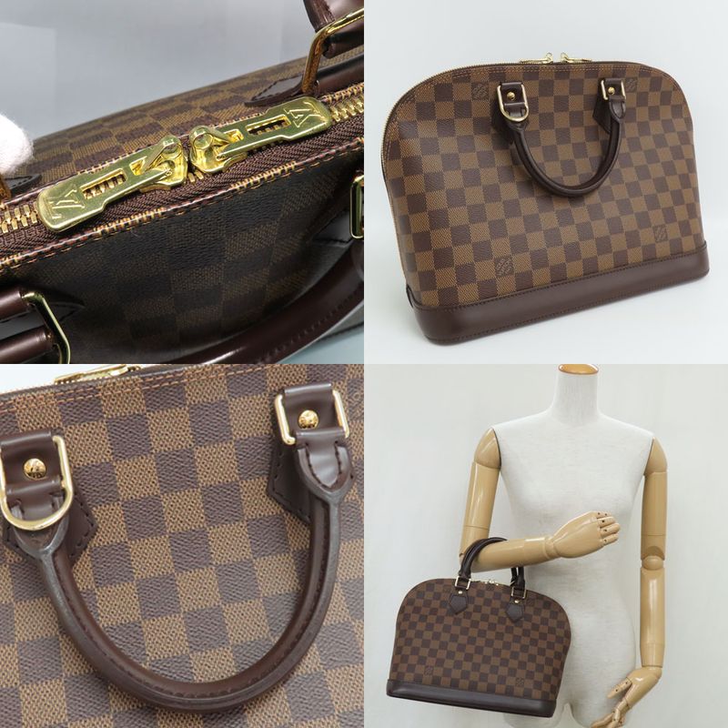 Louis Vuitton Alma N51131 Damier Ebene Handbag Brown Old Shape Gold