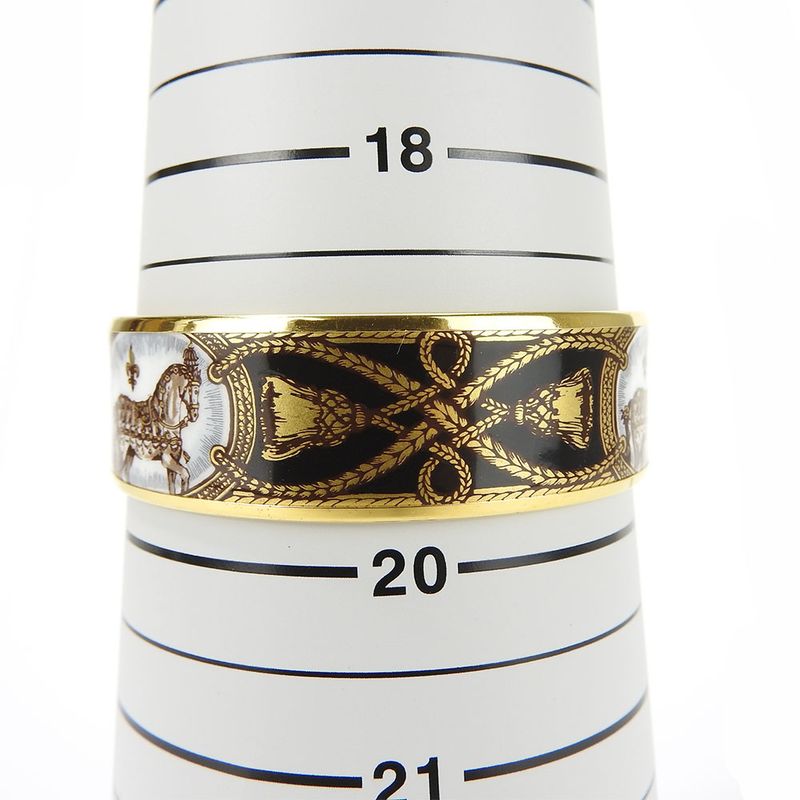 Hermes Bracelet Emile GM Metal Cloisonne Multicolor Gold Black Horse Jewelry