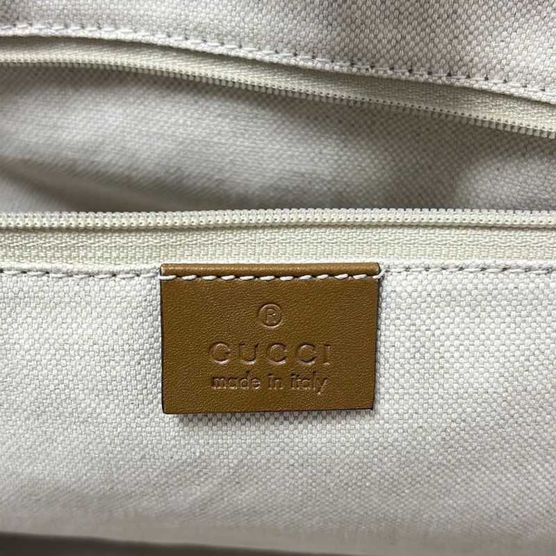 Gucci Tote Bag Sookiediamante 211944 Beige And Black And Brown Leather