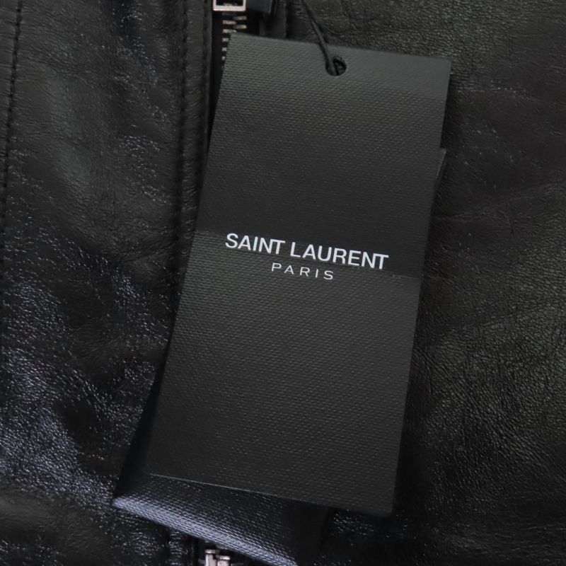 Saint Laurent Paris 589455 Power Shoulder Calfskin Riders Jacket Black 38 Made