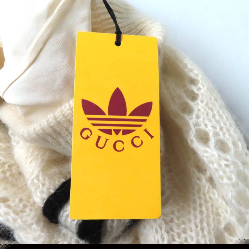 Gucci×adidas 721504 Trefoil Three Stripes Mohair Knit Pants Ivory Black XS Made