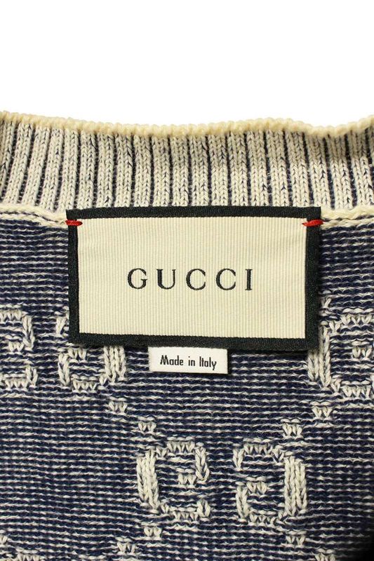 Gucci 614746 Xkbau GG All-over Cotton Jacquard Cardigan Men's XS