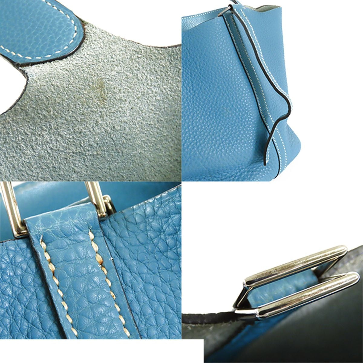 Hermes Picotin PM Blue Jean Silver Taurillon Handbag — view 8