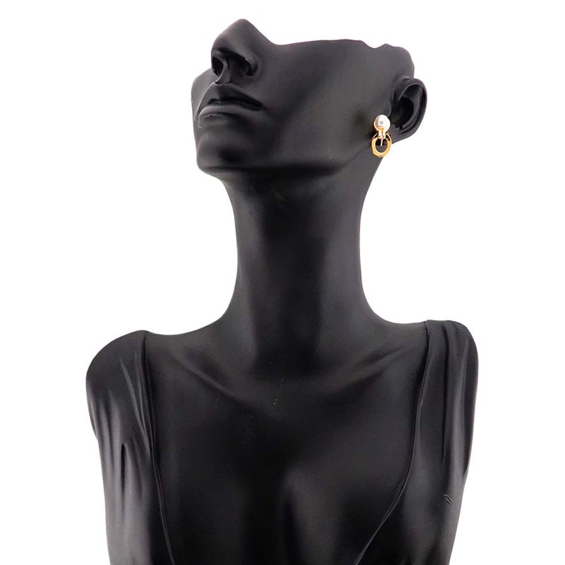 Christian DIOR Akoya Pearl 58mm (023in) Earrings 18K YG Yellow Gold 750 Akoya