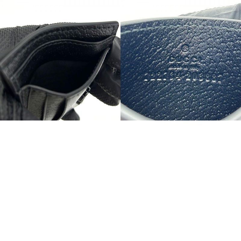 Gucci Card Case 722734 Double G Leather Black Small Everyday Use Ladies Men