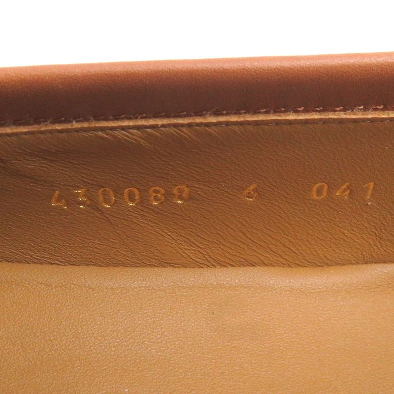 Gucci 430088 Canvas Leather Horsebit Gold Hardware Loafers Ivory Brown 6 With