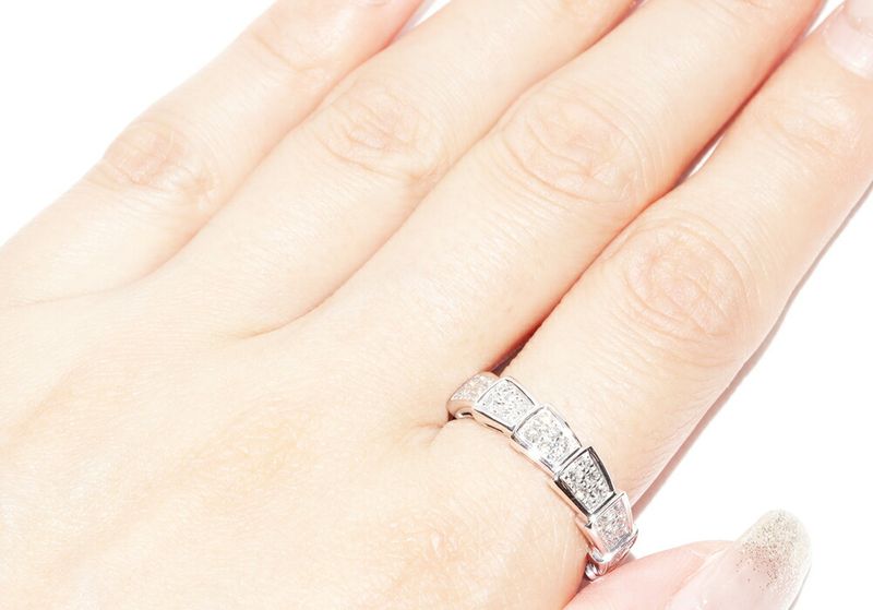Bulgari Ring 18K White Gold Diamond Serpenti Viper Ring An857940