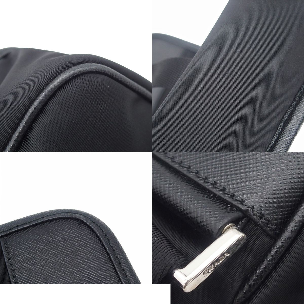 Prada Shoulder Bag Black Nylon Saffiano Logo — view 8
