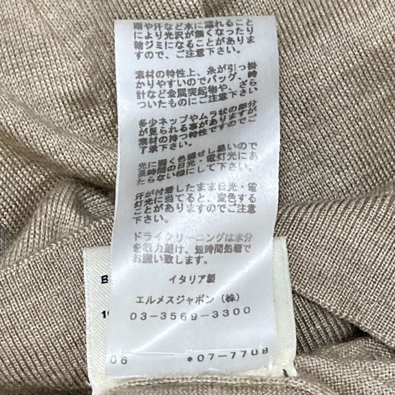 Hermes Cashmere Silk Short Sleeve Knit Cut and Sewn Size 40 Beige Women's Used