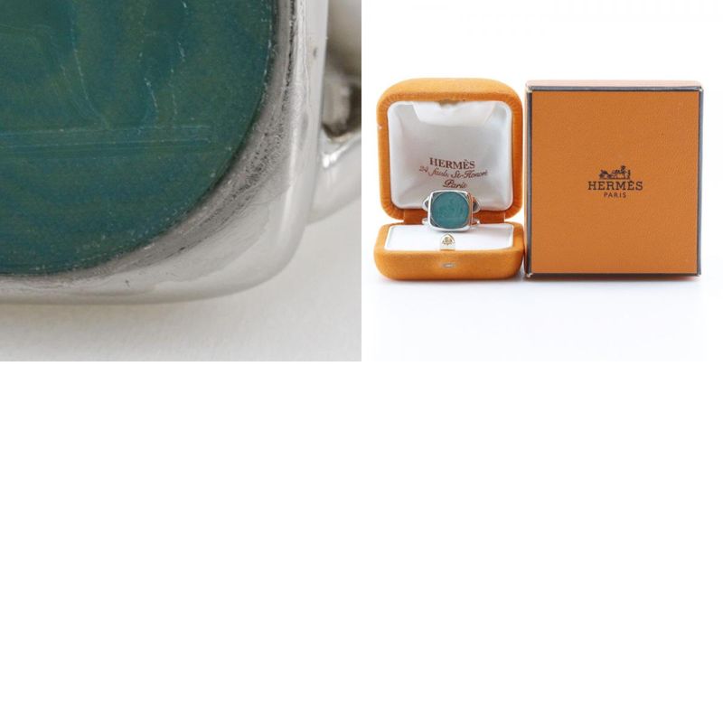 Hermes Corozo Metal Size 10.5 Silver Ladies 10.1g Ring