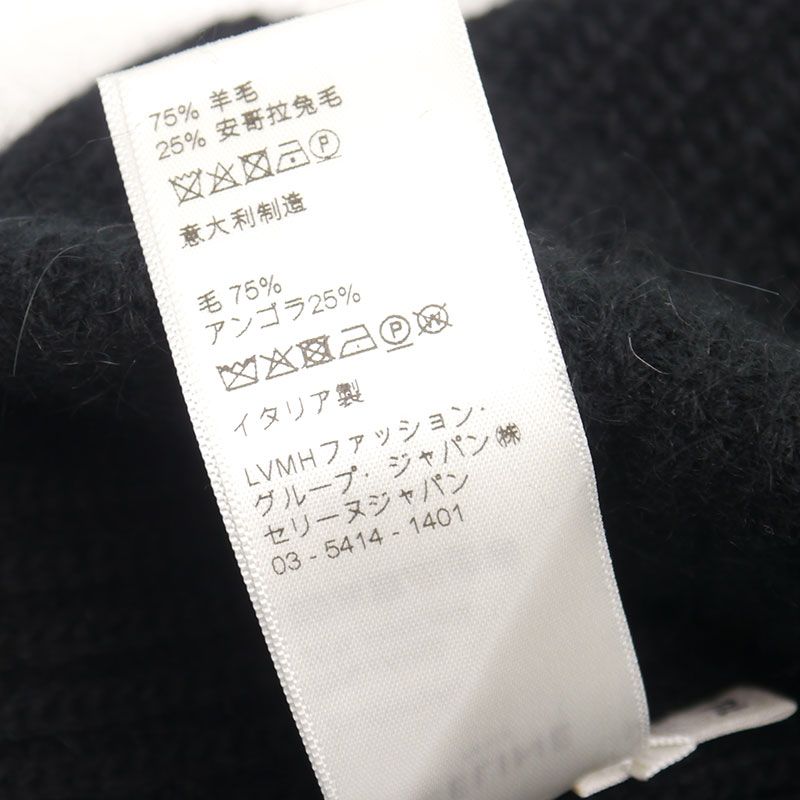 Celine Knit Cap Beanie Wool Angora Black Logo