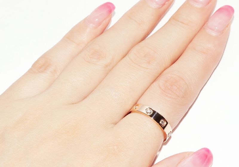 Cartier Ring 18K Pink Gold 8P Diamonds (total 019ct) Love Ring Small Model Mini