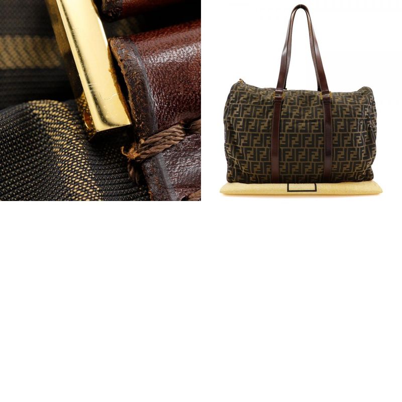 Fendi Zucca Nylon Canvas Brown Unisex Boston Bag