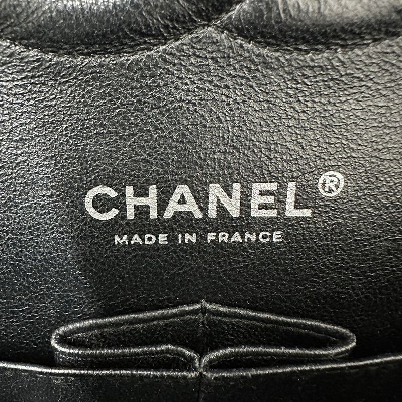 Chanel Bag Women's Brand Shoulder Bag Matelasse 25 Caviar Skin Black Silver