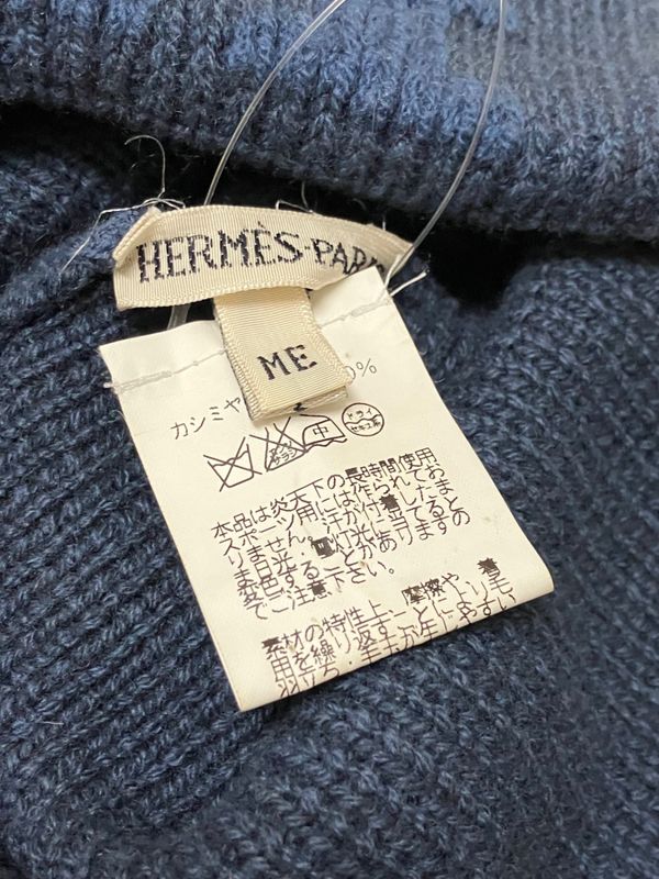 Hermes 19091899024330 H Logo Cashmere Knit Cap Men's Navy ME