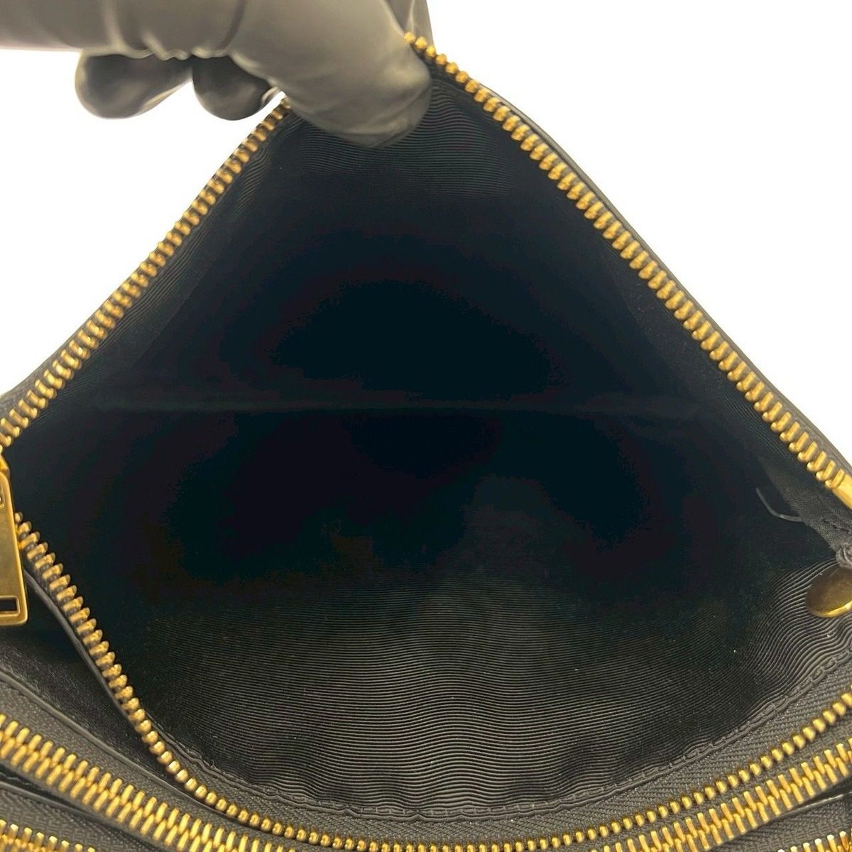 Celine Trio Leather Shoulder Bag Pochette Crossbody Black — view 10