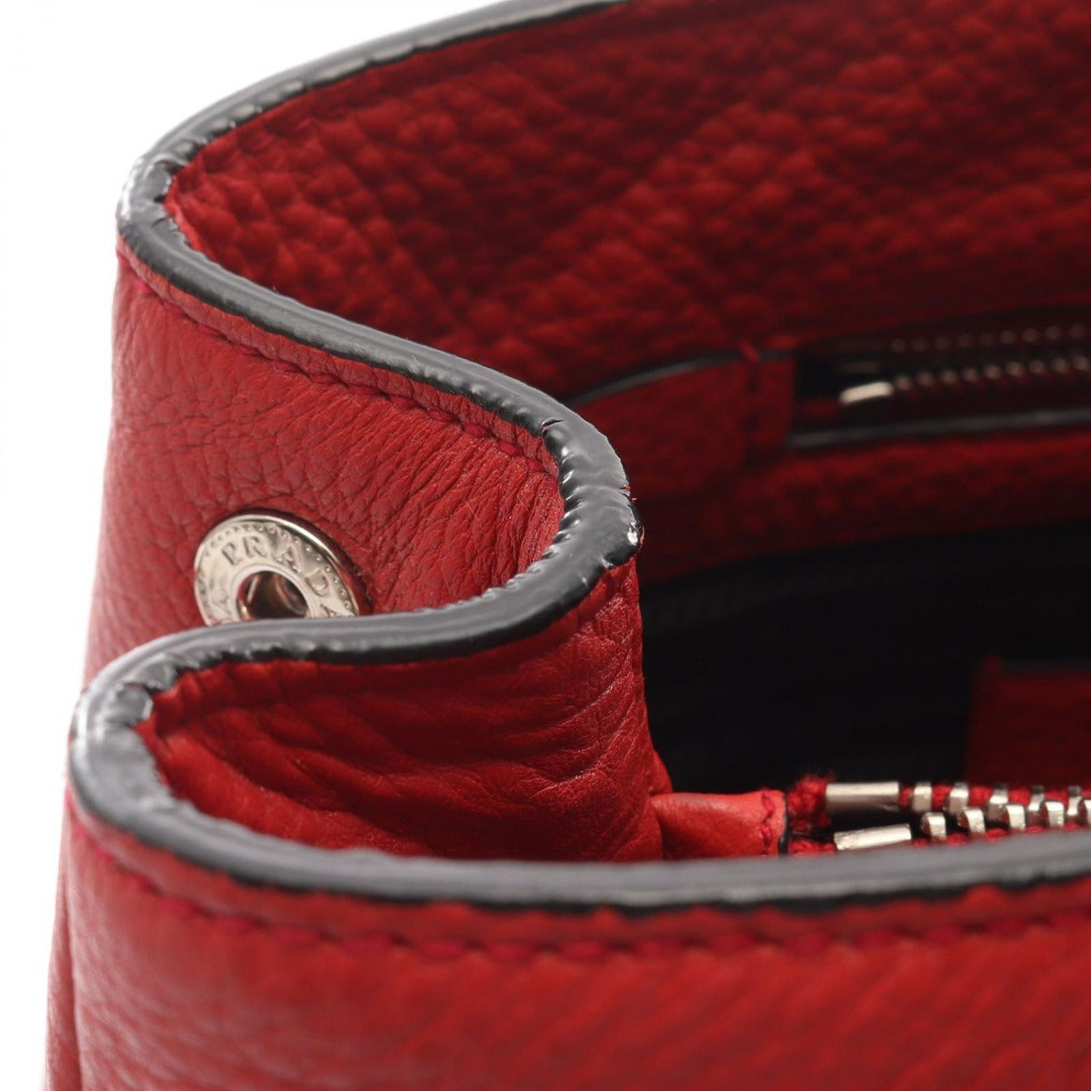 Prada Handbag Vitello Daino Red Leather 2-Way Hand B — view 8
